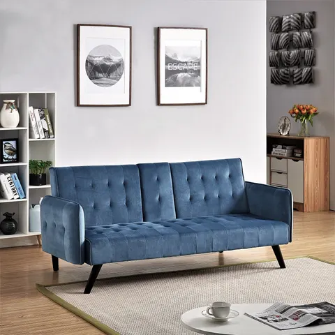 72 Velvet Convertible Sofa Bed with Cup Holders