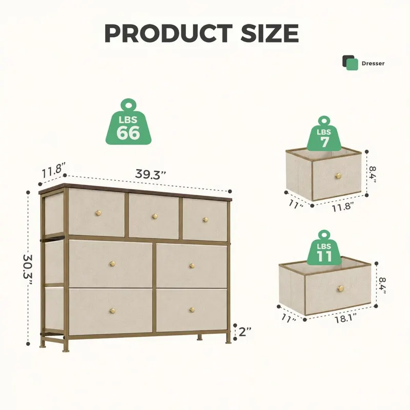 Fabric Dresser for Bedroom — Chest of Drawers Organizer Storage — photo 8