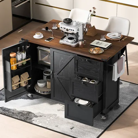 54.5 Farmhouse Kitchen Island with Power Outlet