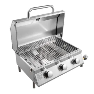 Tabletop Gas Grill — 3-Burner Stainless Steel Portable Propane