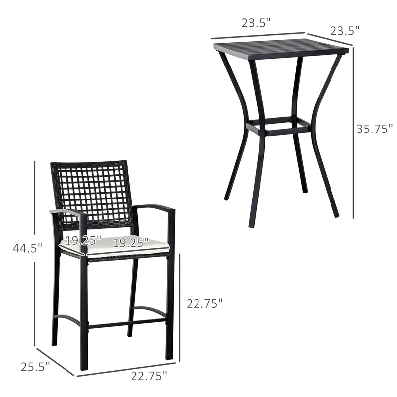 3pcs Patio Bar Set with Soft Cushion β photo 7