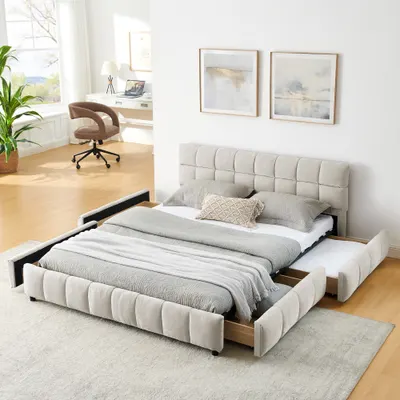 Bedroom & Sleep: Queen Size Upholstered Bed — Comfortable Upholstered Bed Frame