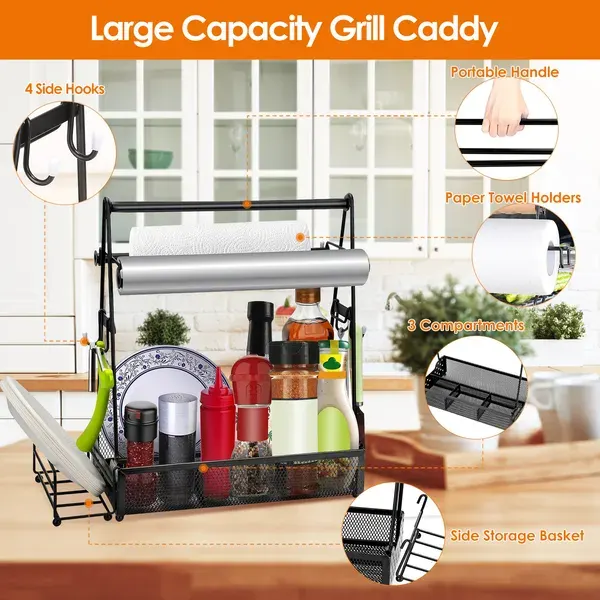 Utensil Caddy Metal Grill Caddy with Paper Towel Holders Utensil β photo 6