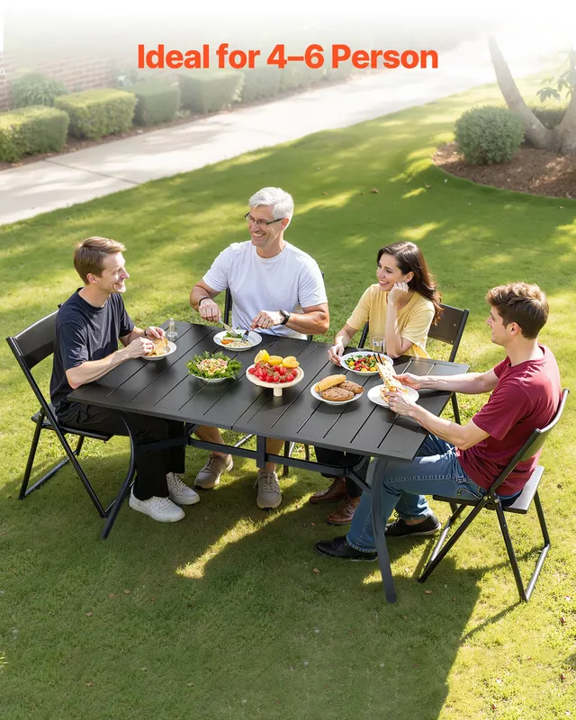 Outdoor Patio Dining Table — 59 Inch Long Rectangular Metal — photo 4
