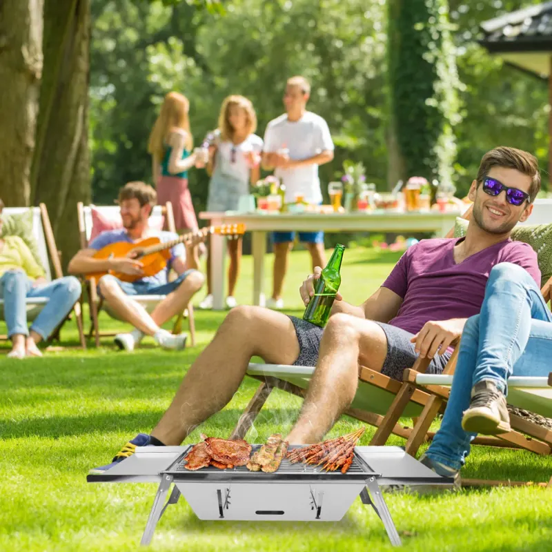3 in 1 Foldable Charcoal Grill Fire Pit Slow Cooker 2-3 People — photo 7