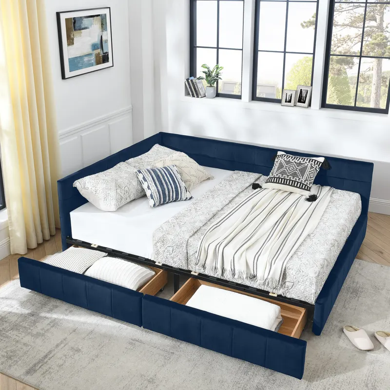 Queen Size Storage Upholstered Tufted Bed Frame — photo 5