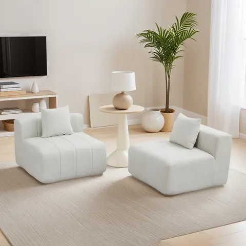Chenille Sectional Sofa with 2 Pillows