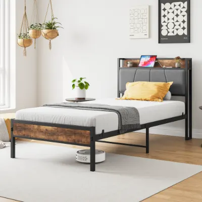 Twin Size Bed Frame β Storage Headboard with Charging Station β photo 6