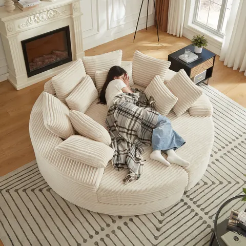 78.5-inch Corduroy Round Oversized Recliner