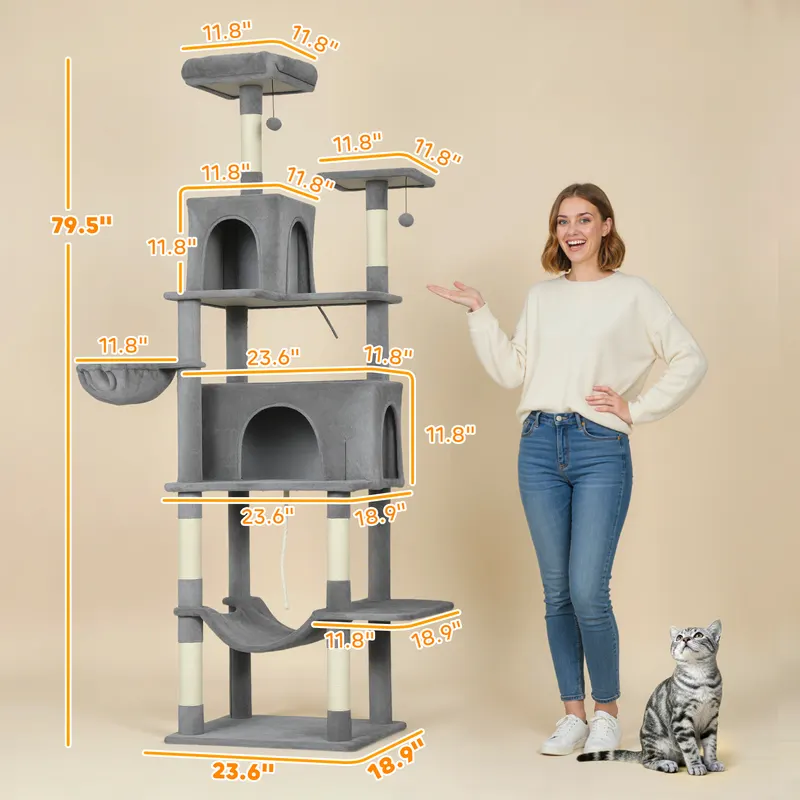 Multi-level Cat Tower — 80" Tall Cat Tree — photo 7