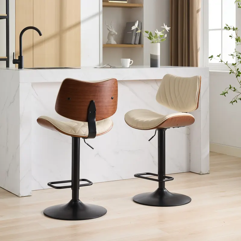 Walnut Bentwood Bar Stools Mid Century Modern Adjustable Counter