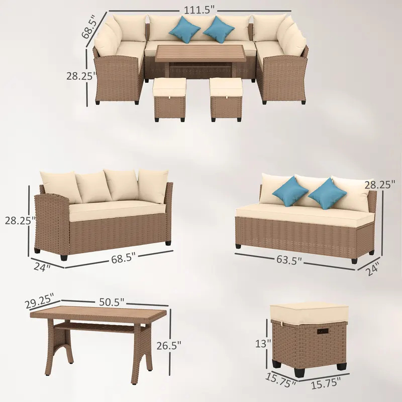 6 Piece Patio Furniture Set — PE Wicker Outdoor Furniture — photo 7