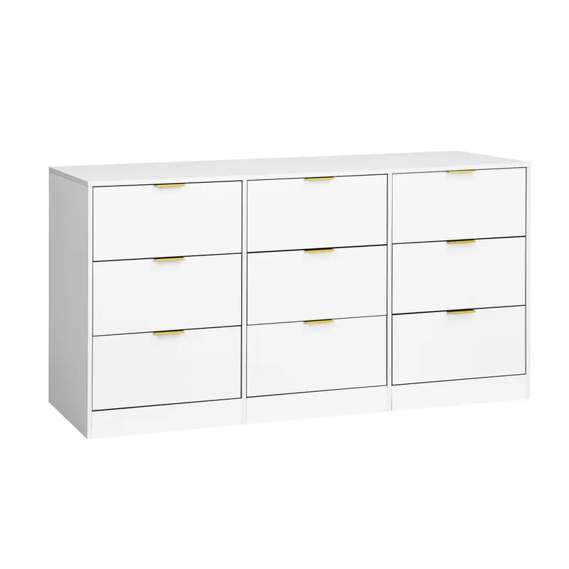 White 9 Drawer Dresser — 63 Large Deep Chest of Drawers — photo 2
