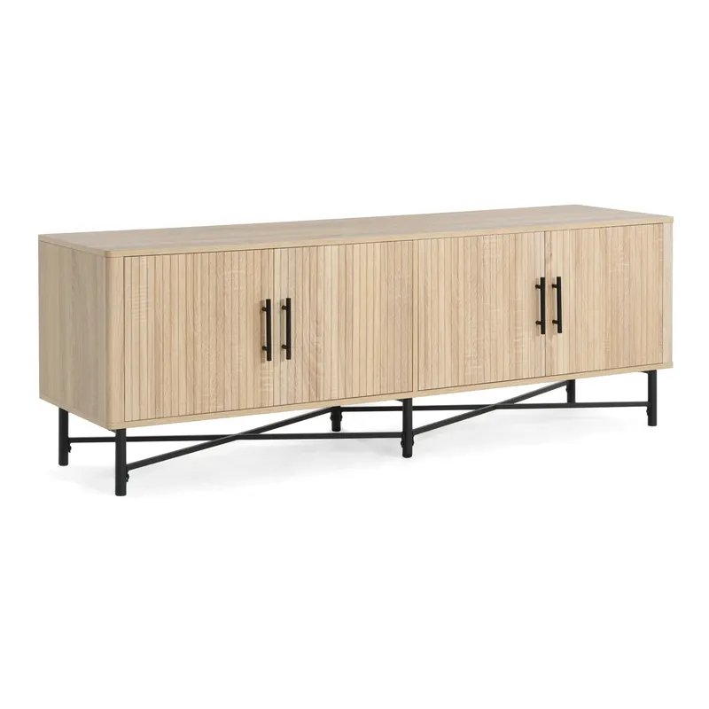 Functional 4-Door TV Cabinet 2 Storage Spaces — photo 4