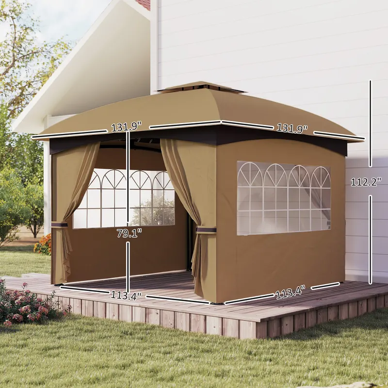 Outdoor Gazebo — Double Roof Patio Gazebo with Curtains — photo 4