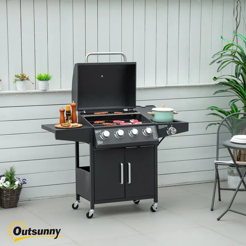 52" Barbecue Grill with Wheels 4+1 Burner Liquid Propane Gas β photo 2
