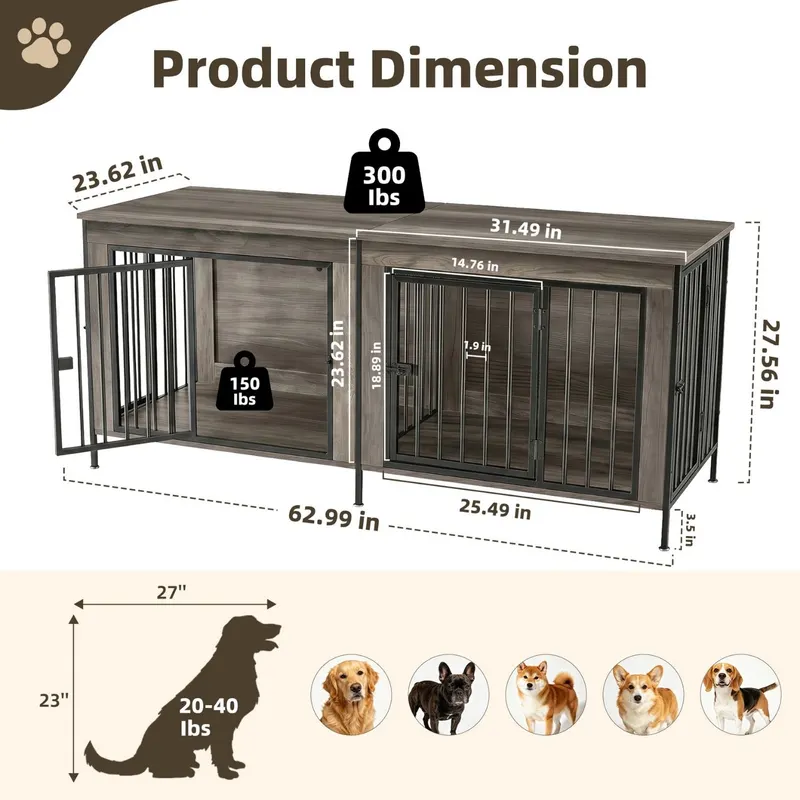 Double Dog Crate Furniture with Divider — photo 4