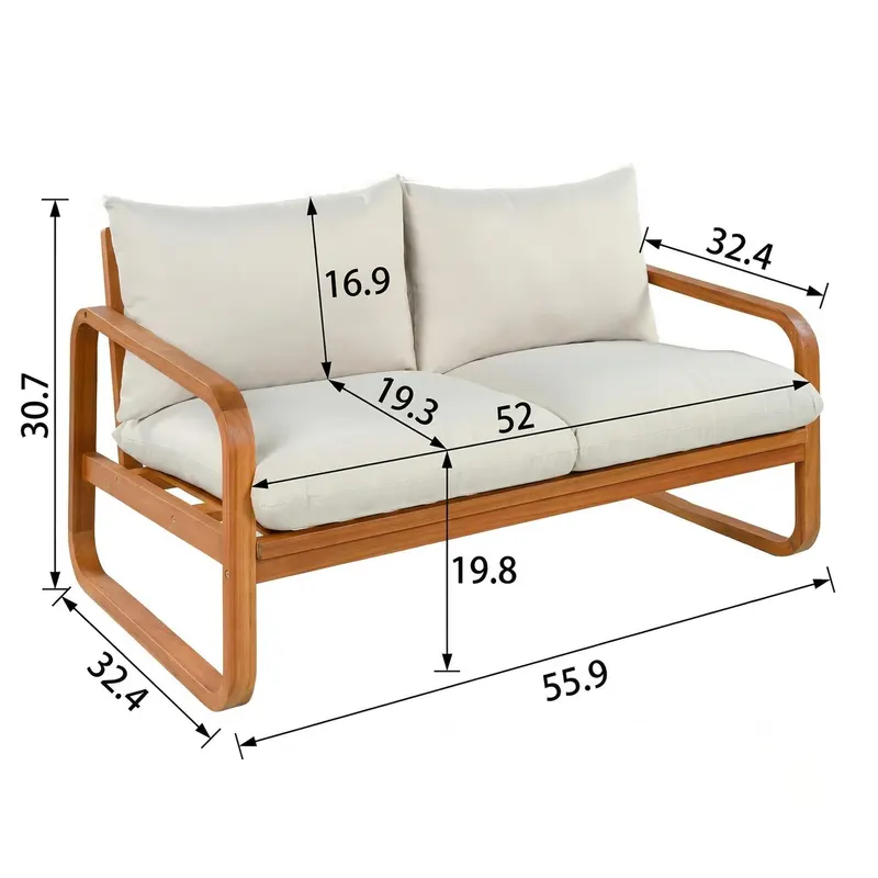 4-Piece Acacia Wood Outdoor Patio Furniture Set with Thick — photo 3