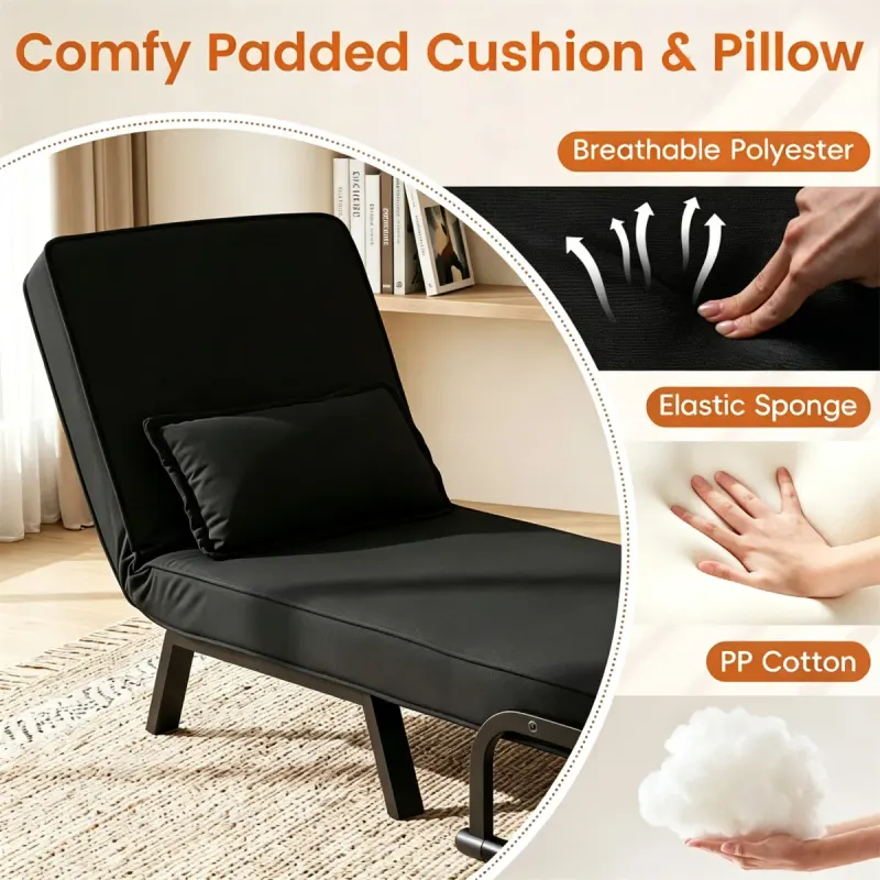 3-in-1 Convertible Sofa Bed — Adjustable Backrest Folding — photo 3