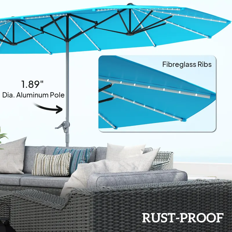 15ft Double-sided Outdoor Umbrella with Solar Lights — photo 8