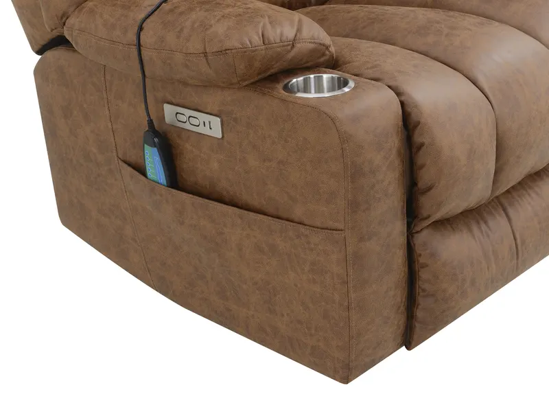 Pacay Brown Leather Aire Power Motion Recliner with Lift — photo 4
