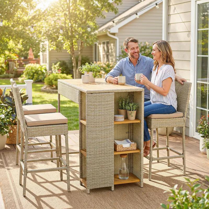 5 Piece Wicker Outdoor Bar Set β photo 2