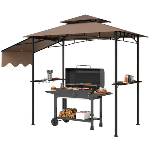 Outdoor Grill Gazebo — Barbecue Gazebo Shelter with Side Awning