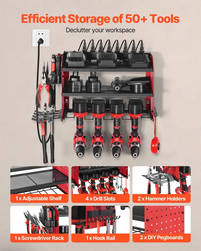 Power Tool Organizer with Charging Station β photo 4