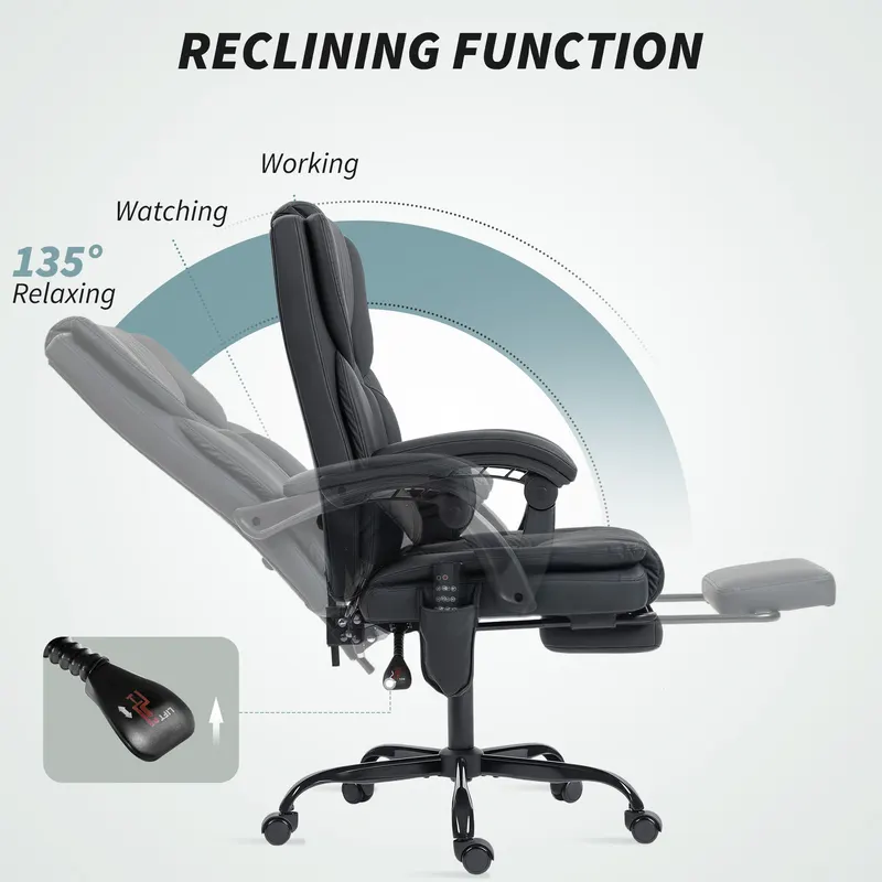 Office Chair with Massage β Pet-friendly Faux Leather Reclining β photo 7