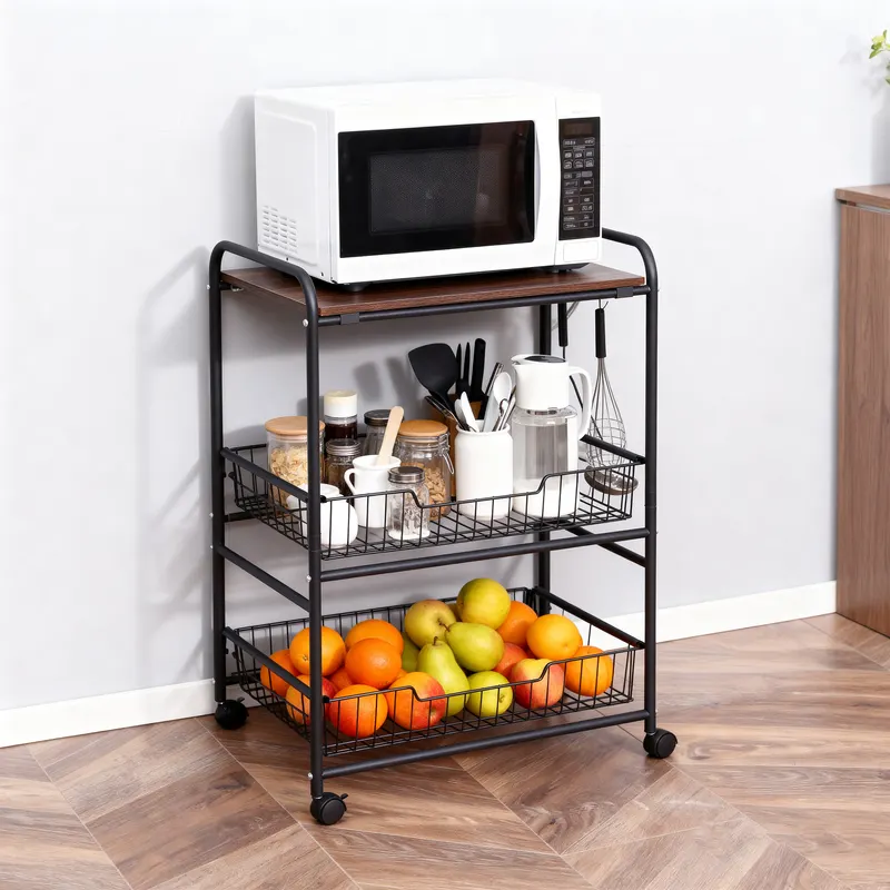 3 Tier Rolling Kitchen Cart with Storage — photo 8