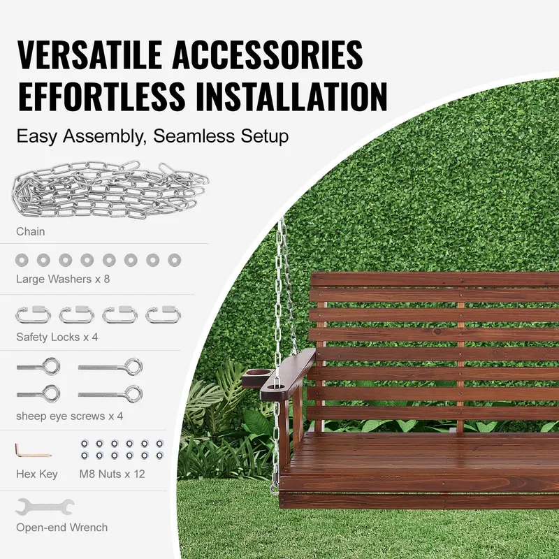 Wooden Porch Swing 5.5 Ft β Patio Bench Swing for Courtyard β photo 4
