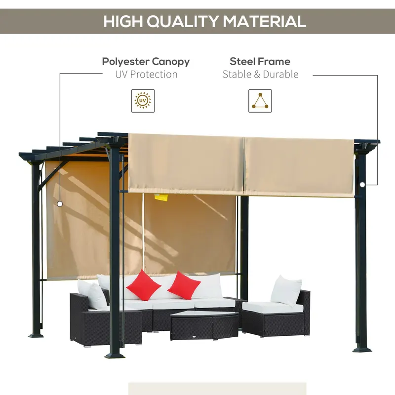 Outdoor Retractable Pergola Canopy with Sun Shade Unique Design — photo 3