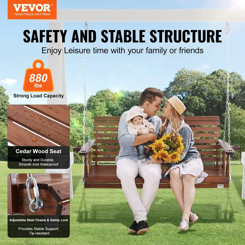 Wooden Porch Swing 5.5 Ft β Patio Bench Swing for Courtyard β photo 3
