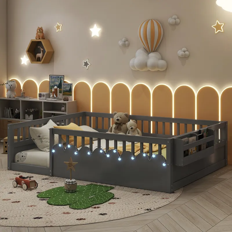 Full Montessori Floor Bed Frame with High Rails β photo 5