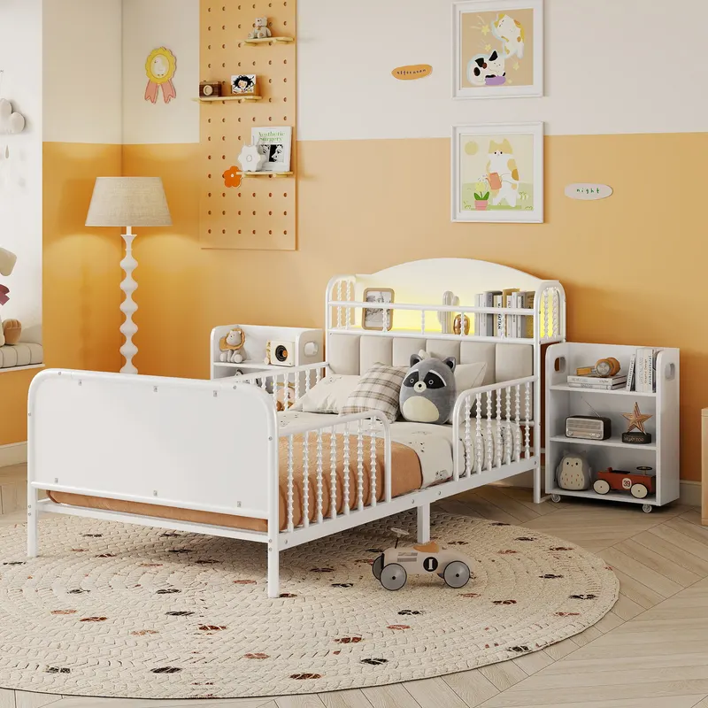 Twin Size Metal Platform Bed Frame with Light