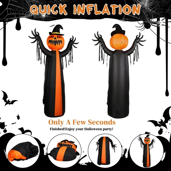 10ft Inflatable Halloween Decor with Rotatable Head Pumpkin β photo 5