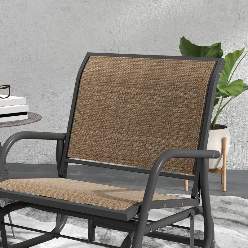 2 Pieces Outdoor Glider Chair — Steel Swing Chai with Curved — photo 8