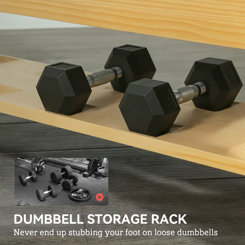Wooden Adjustable Weight Bench with Dumbbell Rack — photo 3