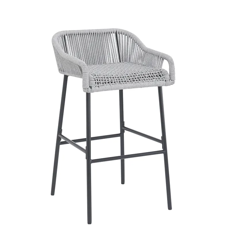 La Push Outdoor Patio Light Gray Rope Bar Stool Set of 2 — photo 3