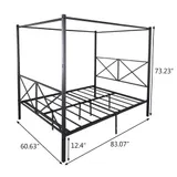 Metal Canopy Bed Frame — Platform Bed Frame Queen with X Shaped — photo 7