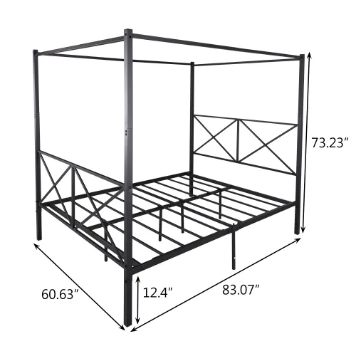 Metal Canopy Bed Frame — Platform Bed Frame Queen with X Shaped — photo 7