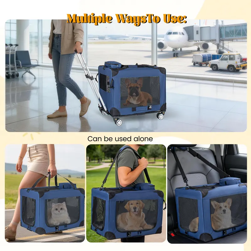 2 in 1 — 28 Collapsible Travel Dog Crate for Medium Large Dogs — photo 4