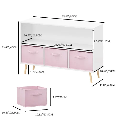 Fiberboard Children's Bookshelf with Foldable Fabric Drawers β photo 2