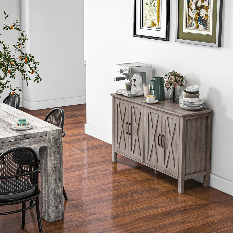 Sideboard Buffet with 4 Barn Doors and 2 Adjustable Shelves β photo 3
