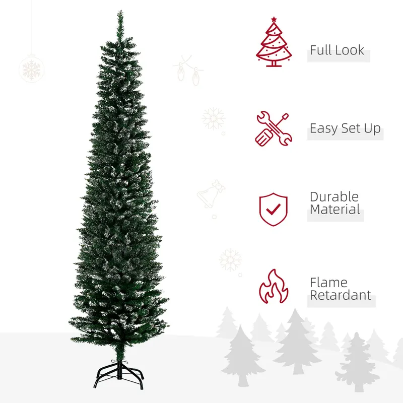 6FT Artificial Snow Dipped Christmas Tree Xmas Pencil Tree — photo 2
