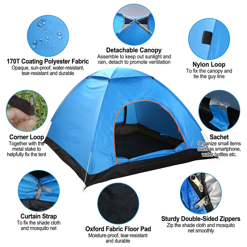 4 Persons Camping Waterproof Tent Instant Setup Tent — photo 3
