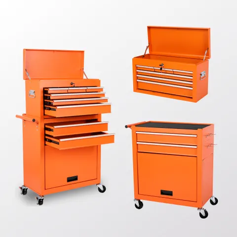 Tool Chest — 8-Drawer Rolling Tool Storage Cabinet with 2 in 1