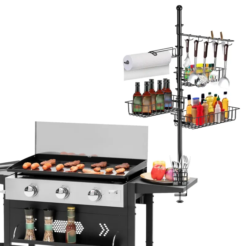 Griddle Caddy Standing Grill Utensil Caddy with Paper Towel