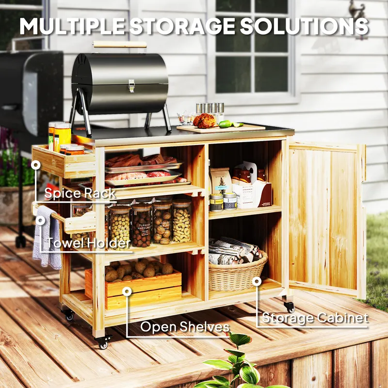 Outdoor Grill Cart with Stainless Steel Top — photo 4