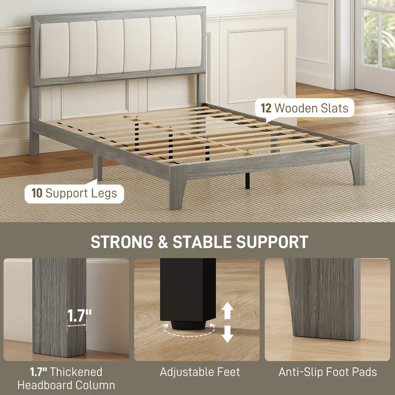 Full Bed Frame with Headboard Full Size Platform Bed Frame — photo 5